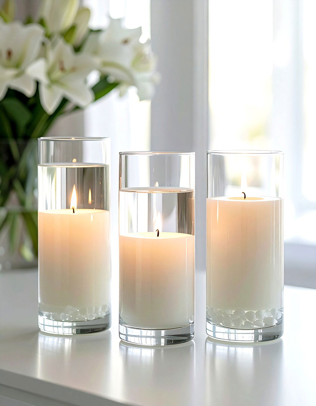 Floating Candles In Glass - 30 candle decor ideas