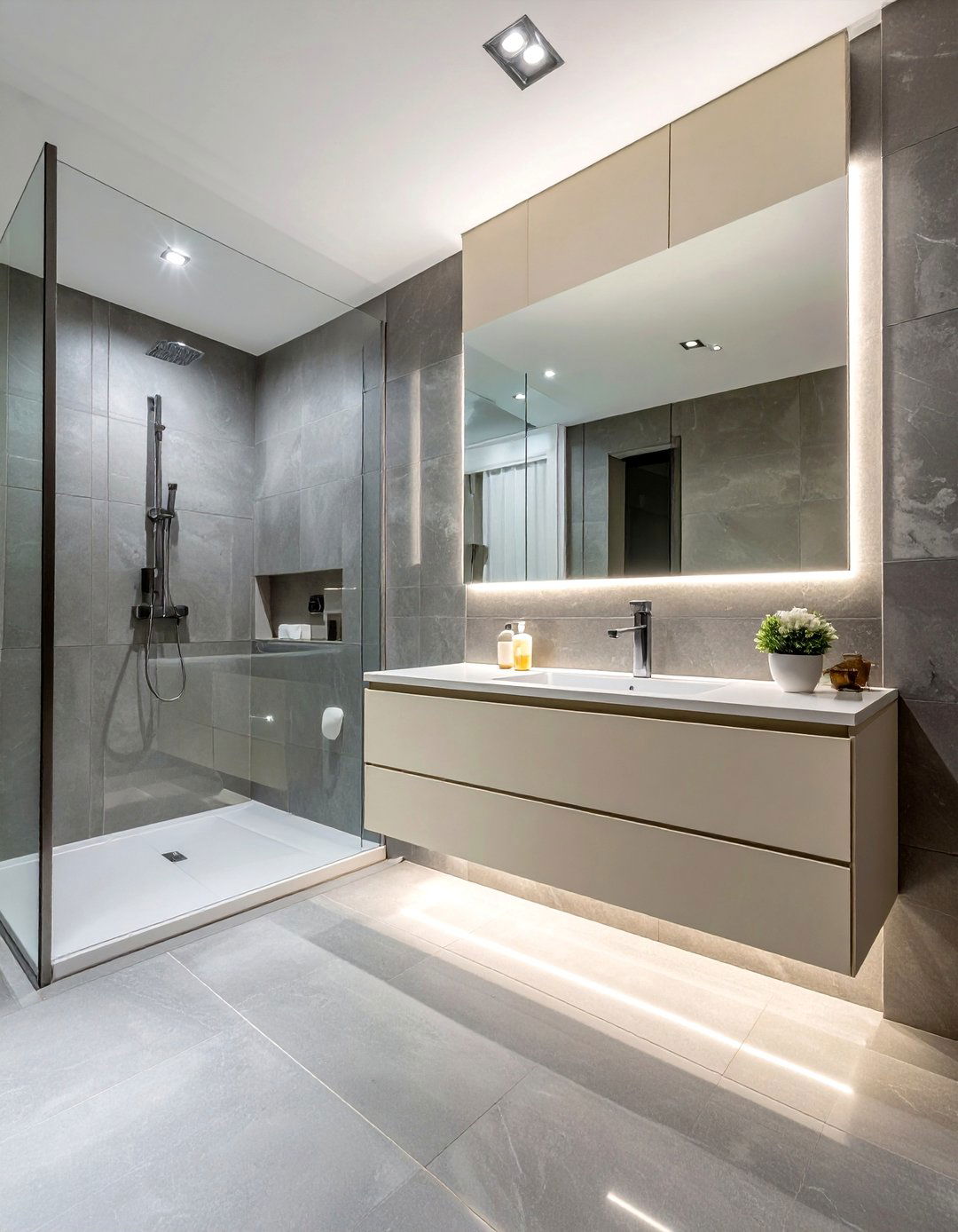 Floating Cream Cabinet - 30 cream bathroom furniture ideas