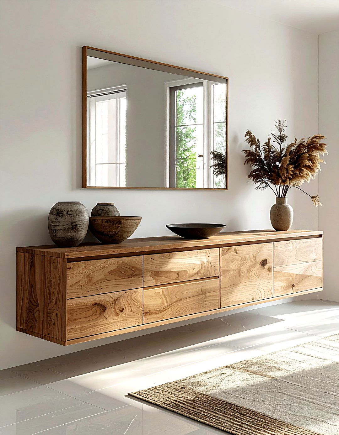 Floating Credenza - 30 living room wall ideas