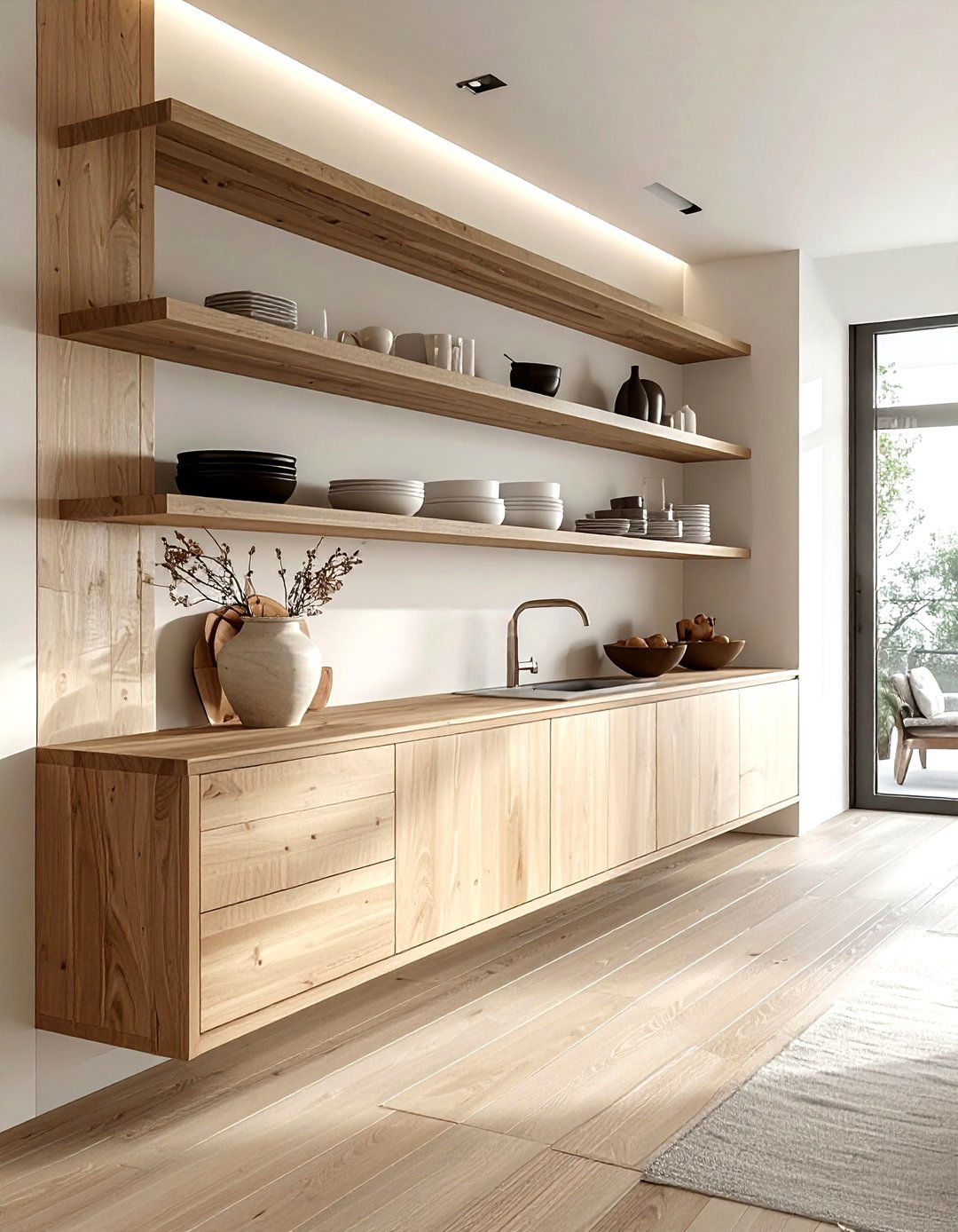 Floating Credenza Shelves - 30 dining room shelving ideas