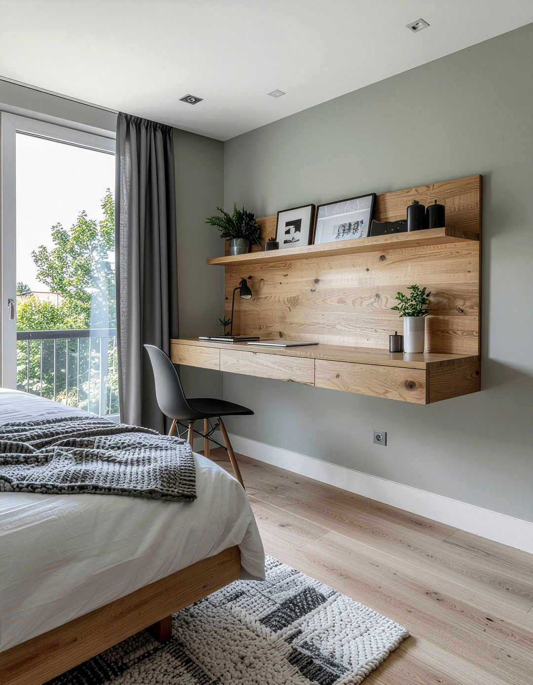 Floating Desk Wall - 30 bedroom zoning ideas