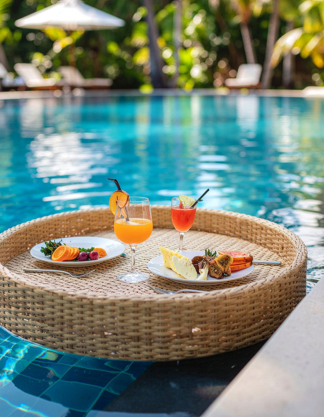 Floating Dining Tray - 30 poolside dining ideas