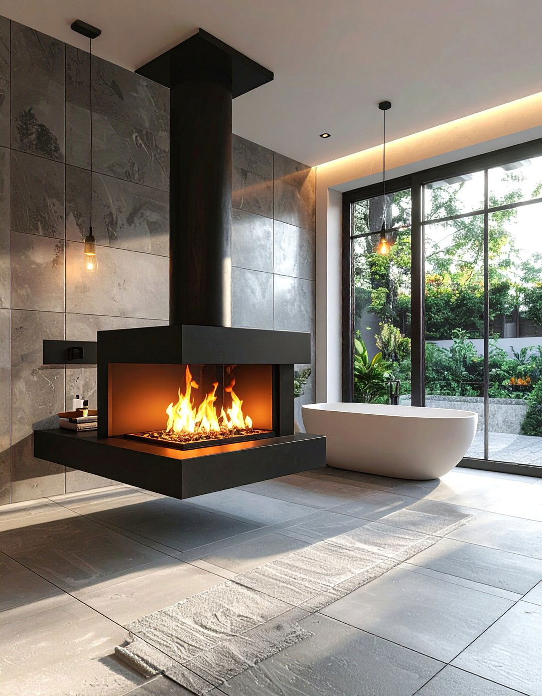Floating Fireplace Bathroom - 30 bathroom with fireplace ideas