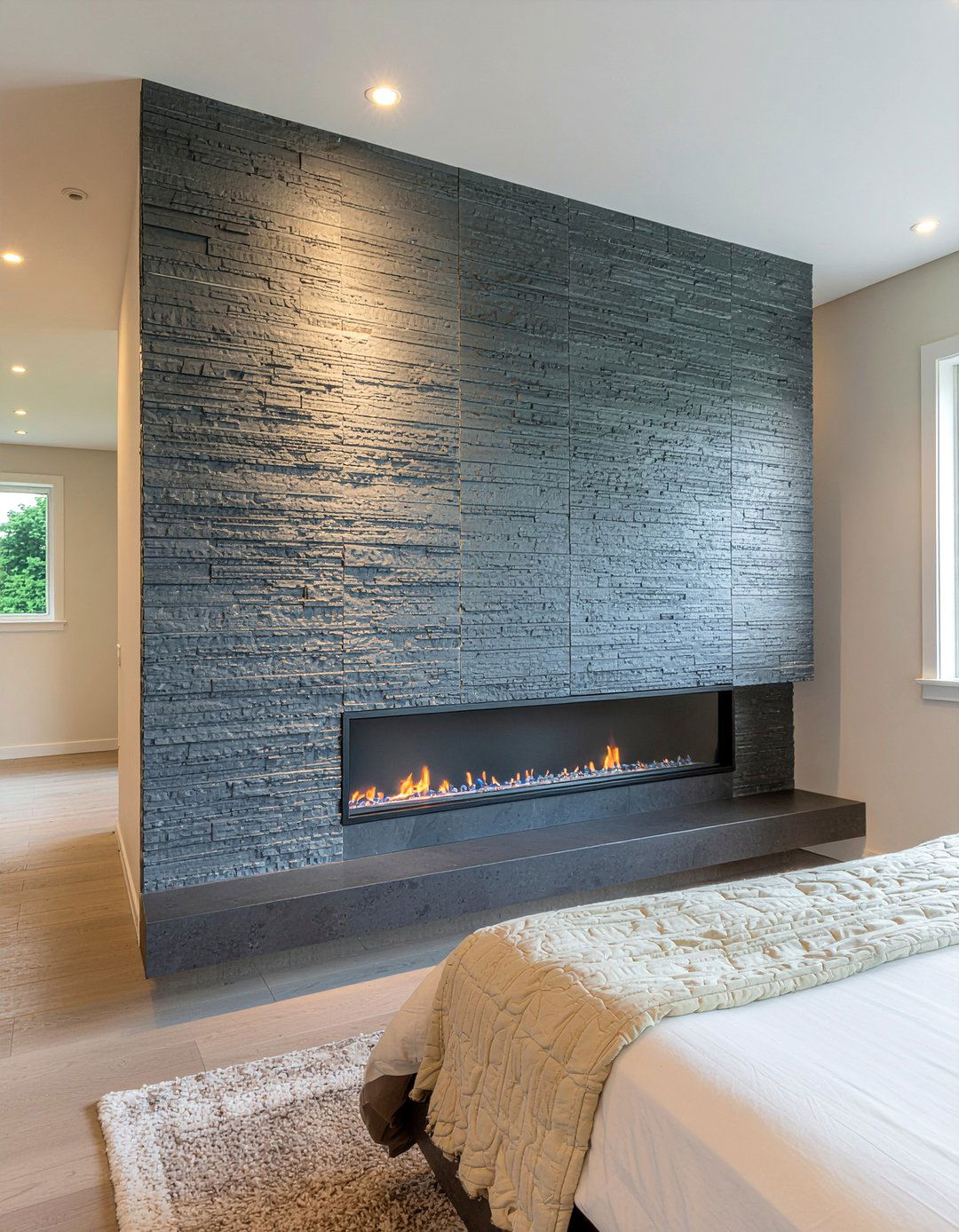 Floating Gas Fireplace - 30 bedroom gas fireplace ideas
