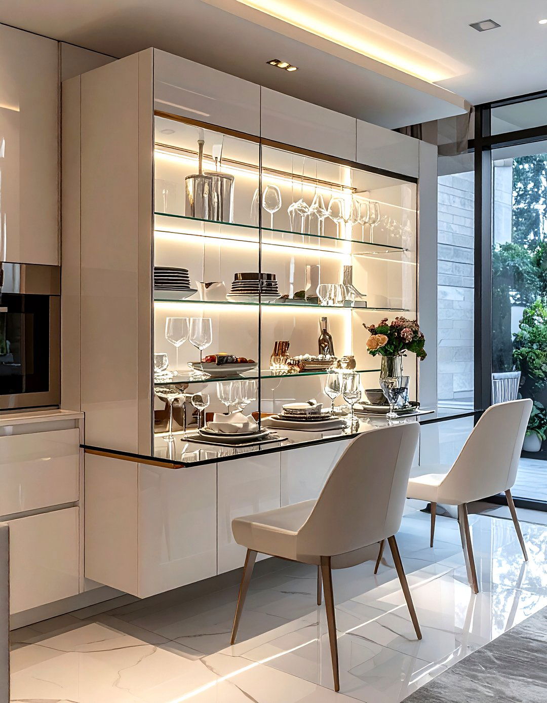 Floating Glass Cabinet - 30 dining room hanging storage ideas