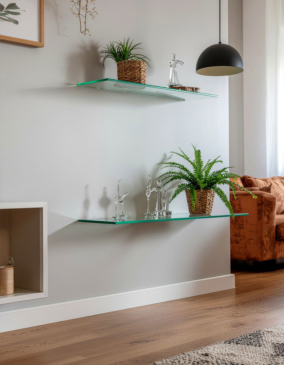 Floating Glass Shelf Niche - 30 living room wall niches