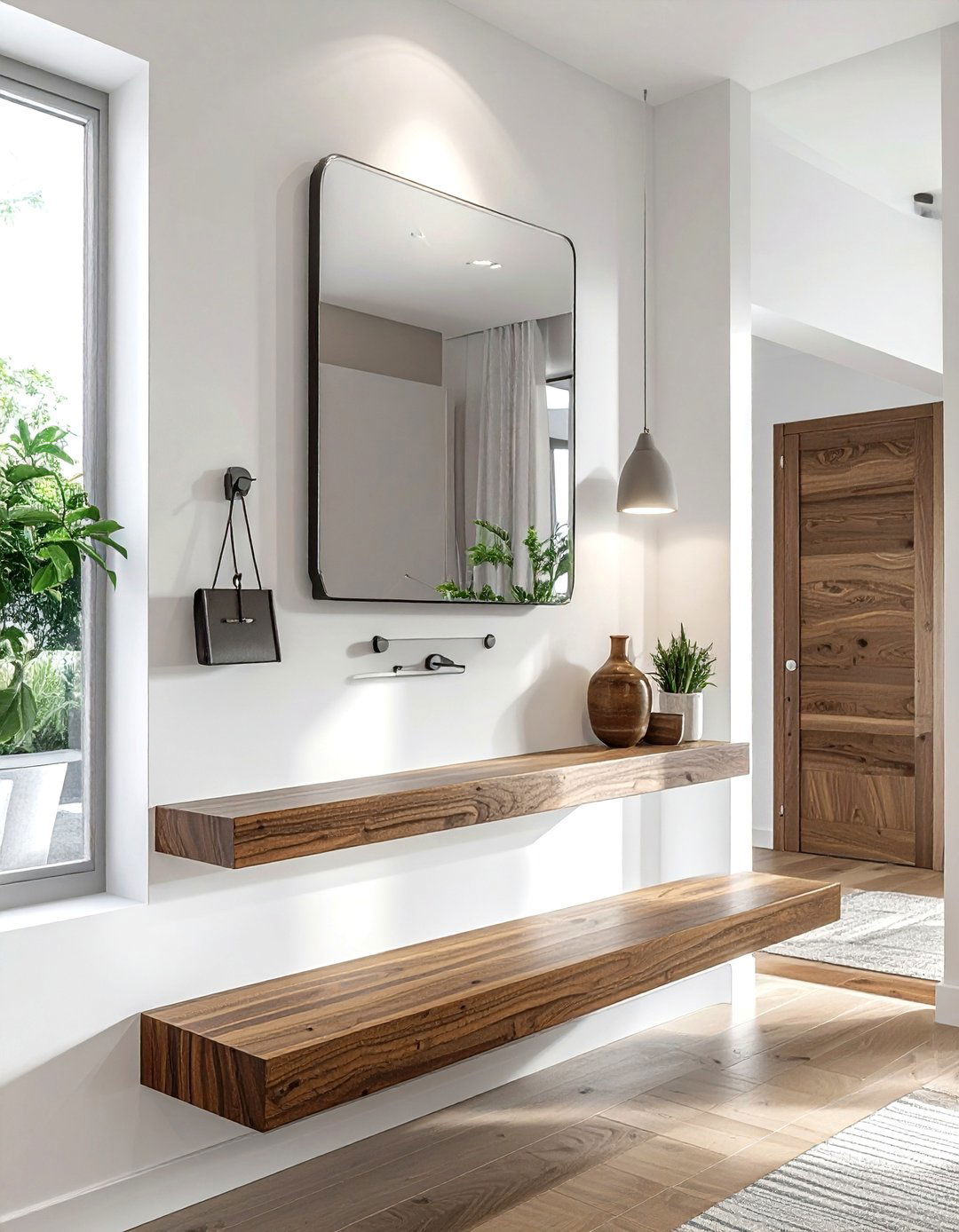 Floating Hallway Shelf Table - 30 living room hallway table ideas