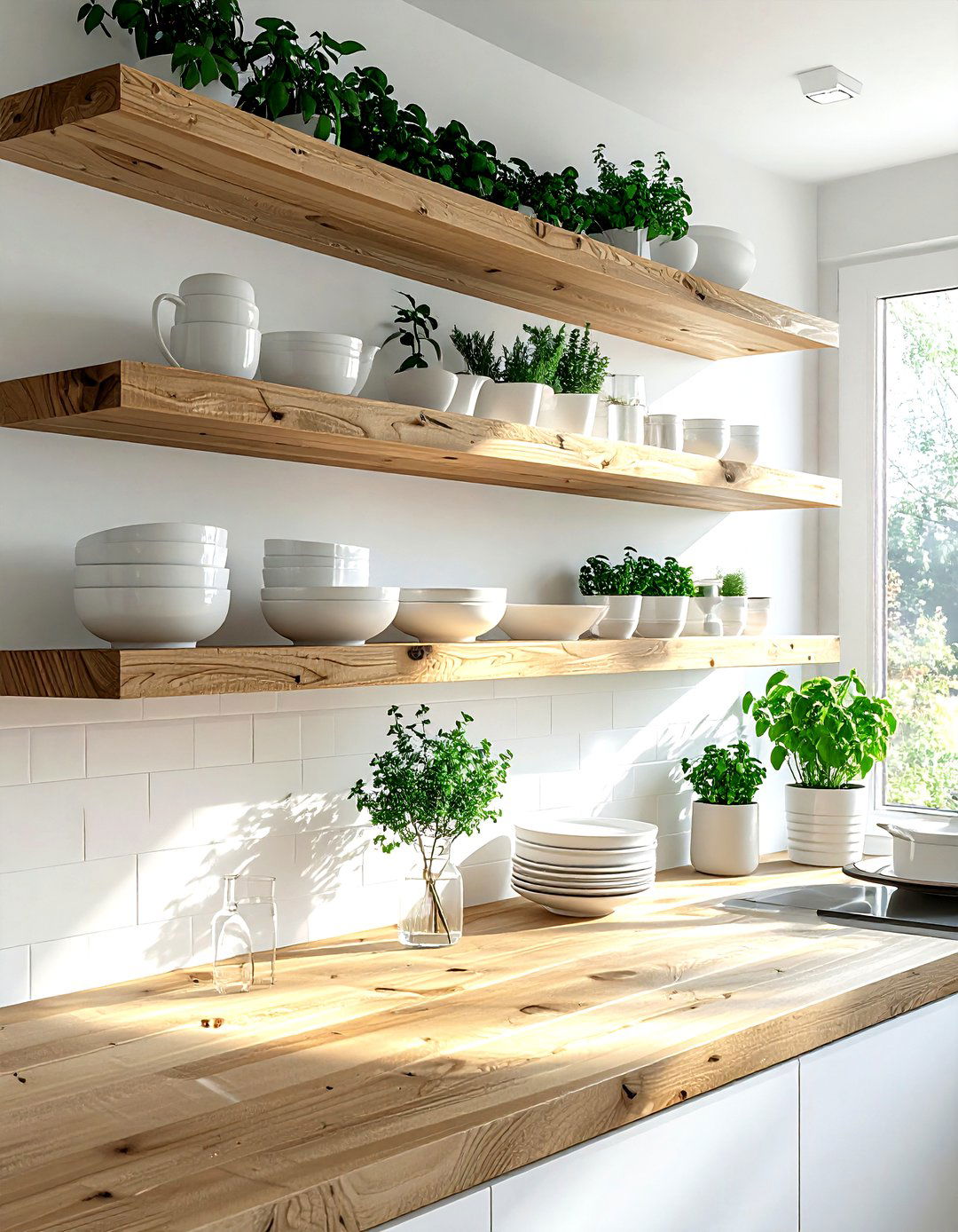 Floating Kitchen Shelves - 30 kitchen vertical storage ideas