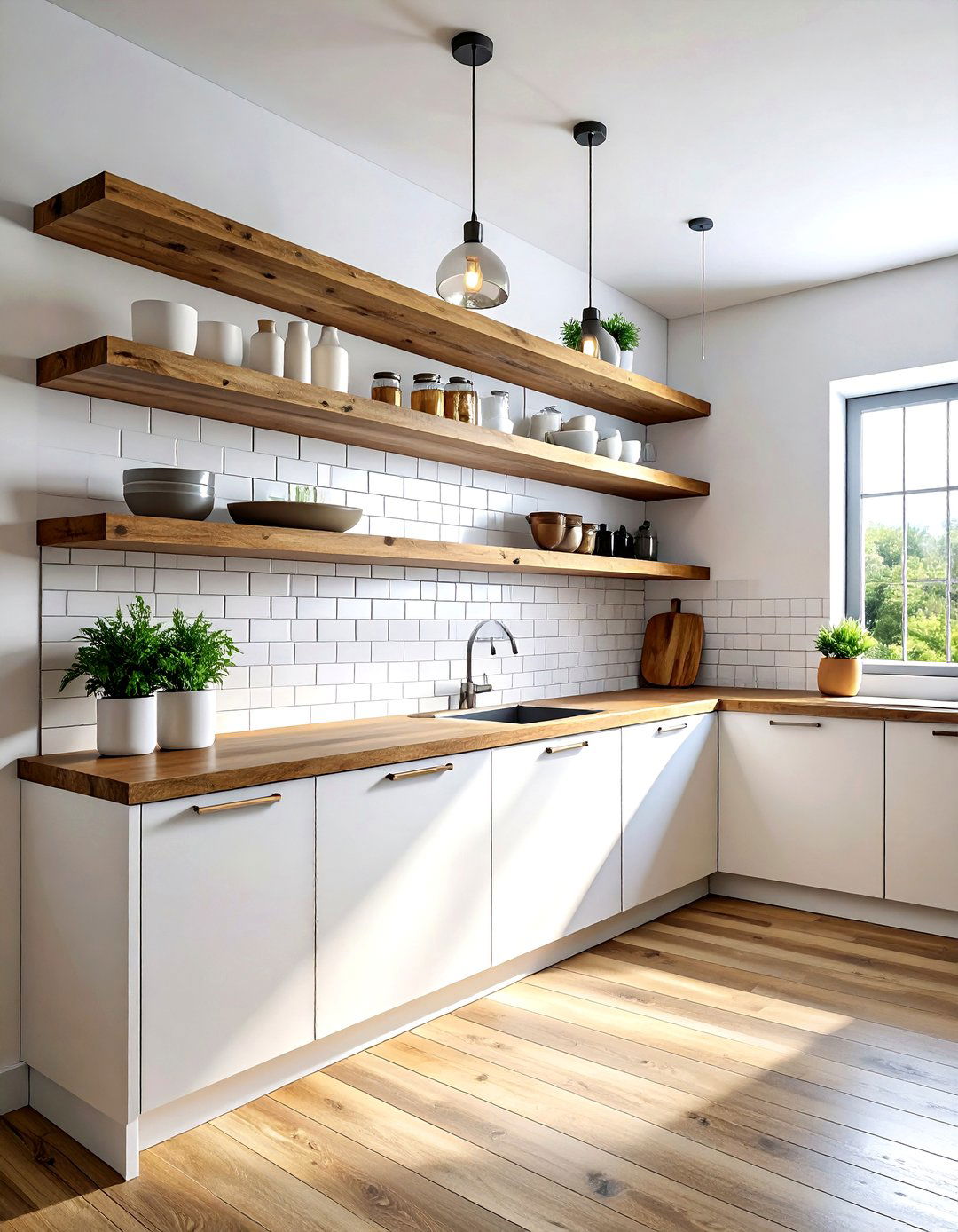 Floating Kitchen Shelves - 30 zen kitchen ideas