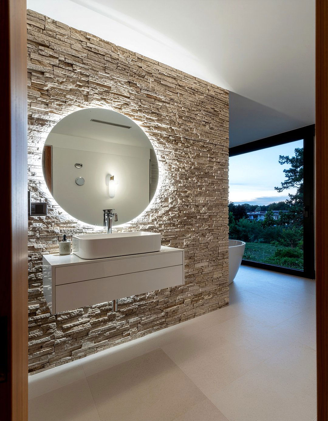 Floating LED Mirror - 30 LED bathroom mirror ideas
