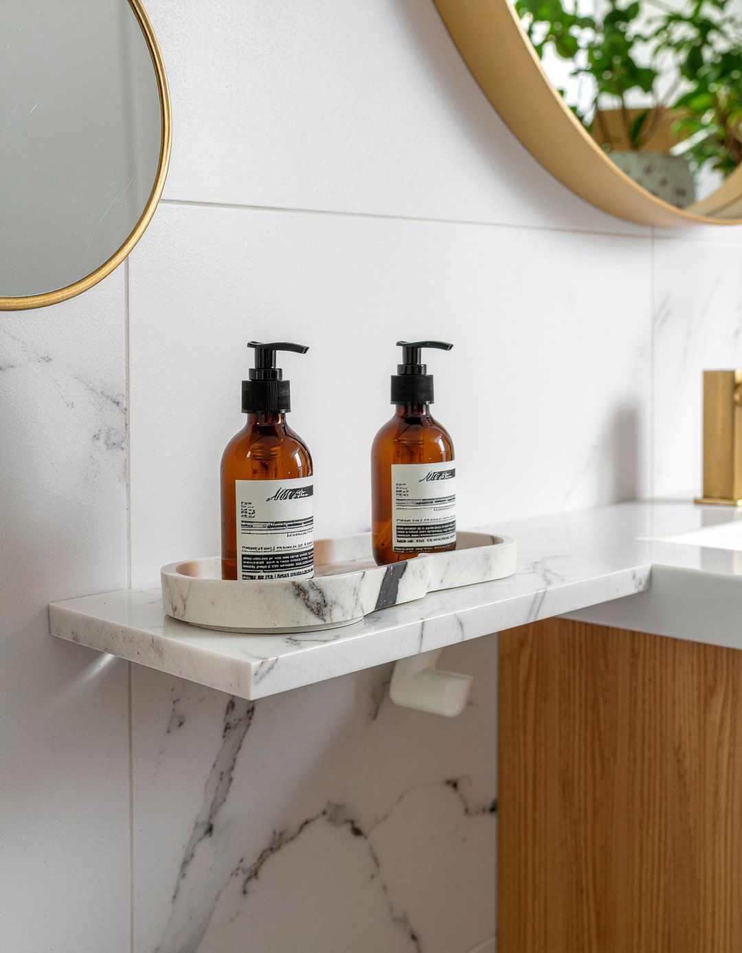 Floating Marble Shelf - 30 bathroom shelf ideas