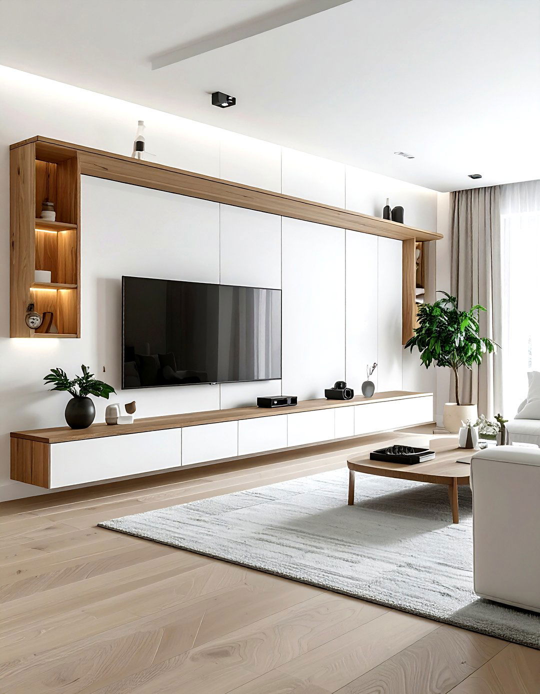 Floating Media Console - 30 living room creative storage ideas