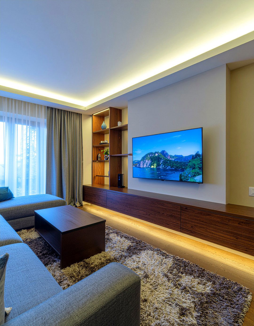 Floating Media Console - 30 dust-free living room ideas