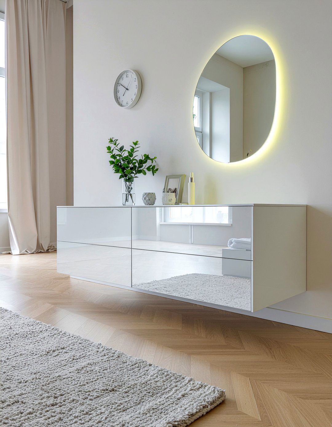 Floating Mirrored Dresser - 30 bedroom mirrored dressers