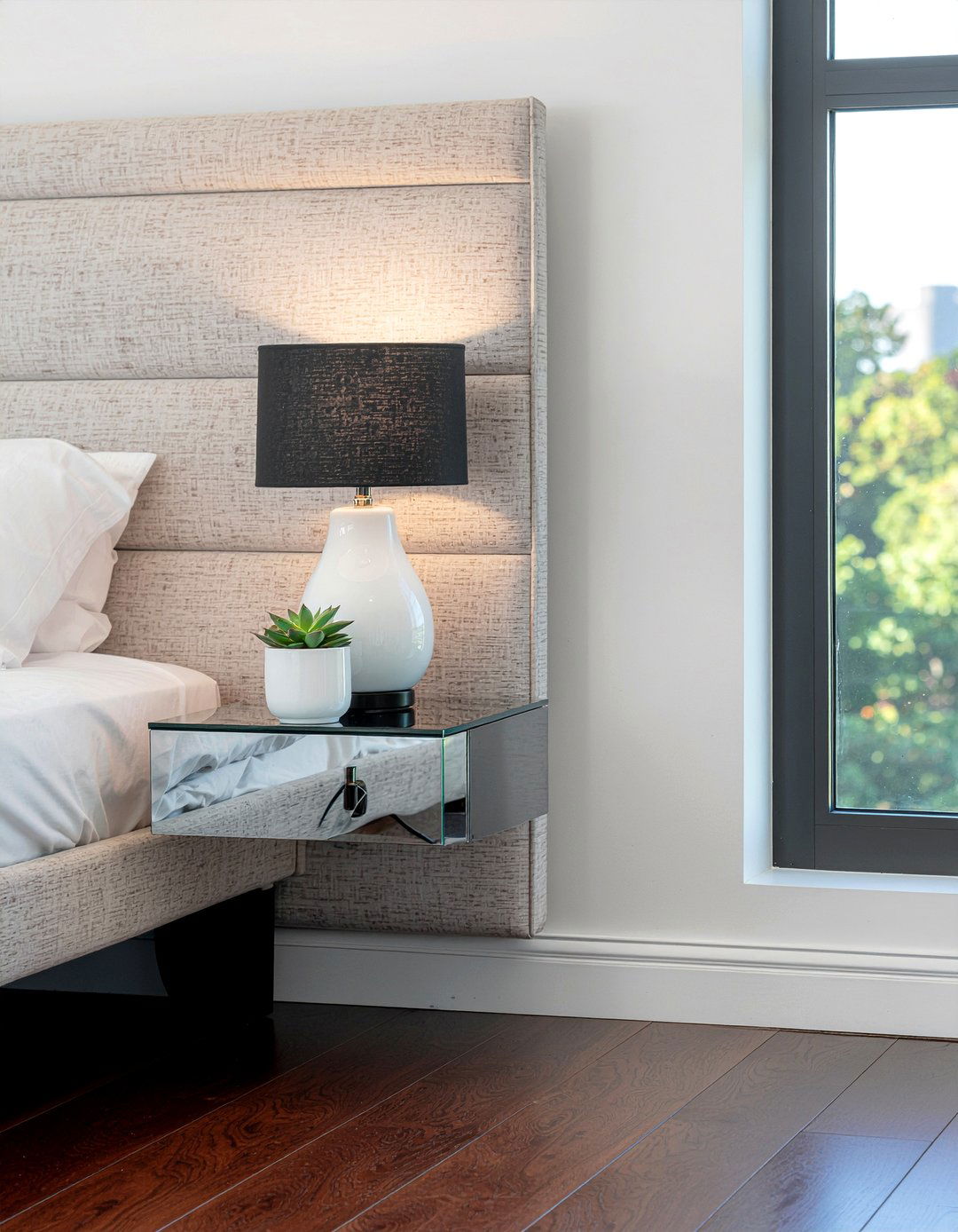 Floating Mirrored Nightstand - 30 bedroom mirrored nightstands