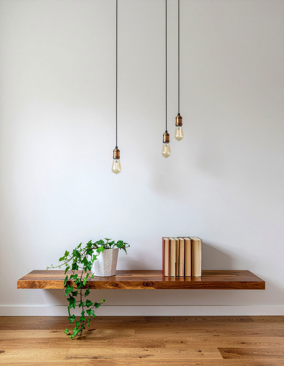 Floating Oak Shelf - 30 bedroom floating headboard ideas