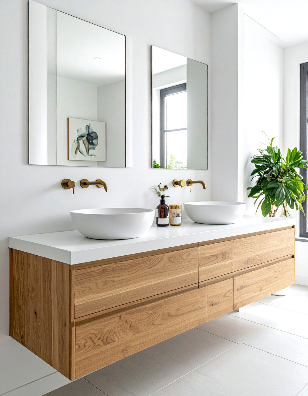 Floating Oak Vanity - 30 bespoke bathroom ideas