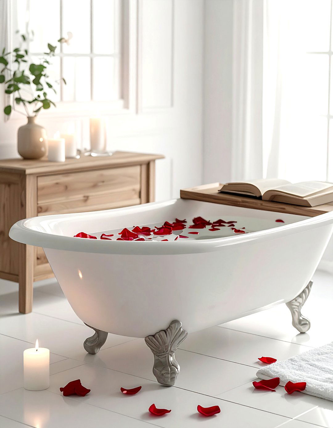 Floating Rose Petals In Bathtub - 30 bathroom flower arrangement ideas
