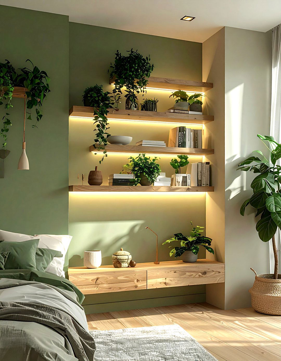 Floating Shelf Accent Light - 30 bedroom accent lighting ideas