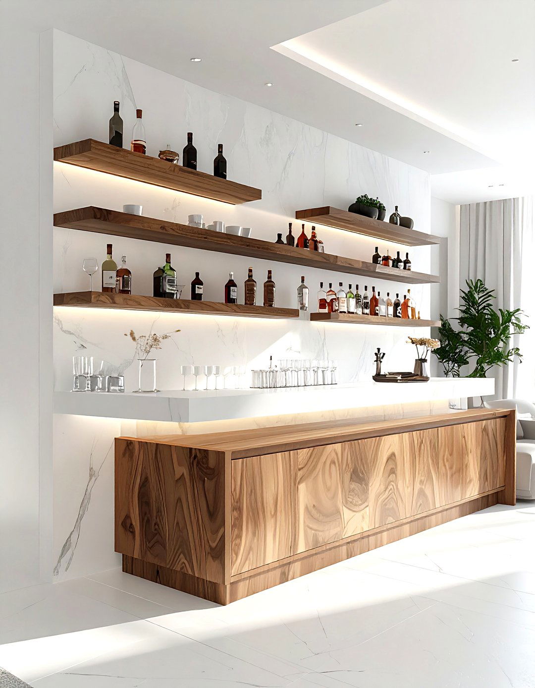Floating Shelf Bar - 30 dining room bar ideas