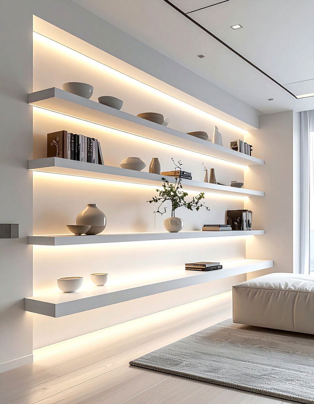 Floating Shelf Lighting - 30 light decor ideas