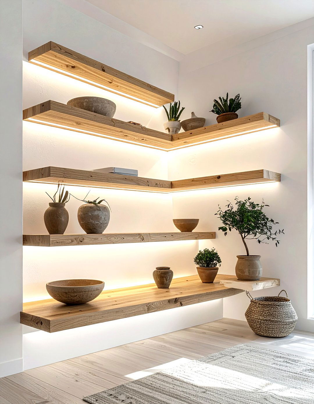 Floating Shelf Lighting - 30 kitchen layered lighting ideas