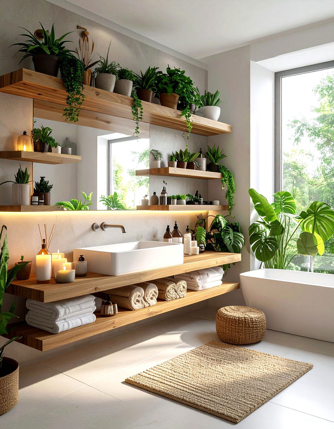 Floating Shelf Plants Bathroom - 30 botanical bathroom ideas