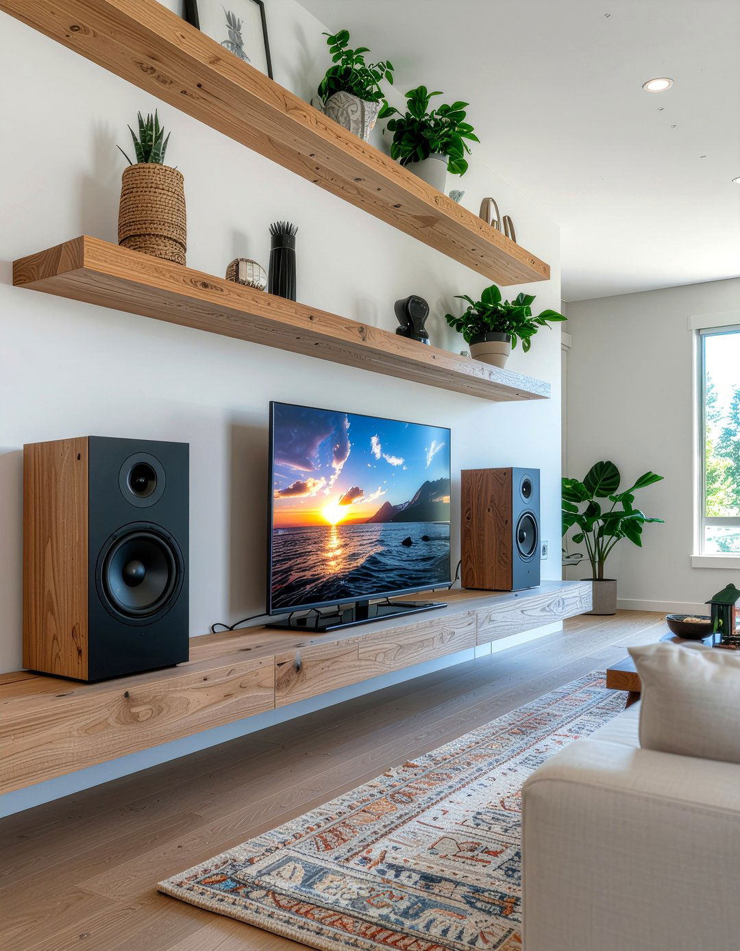 Floating Shelf Speaker Setup - 30 living room surround sound ideas