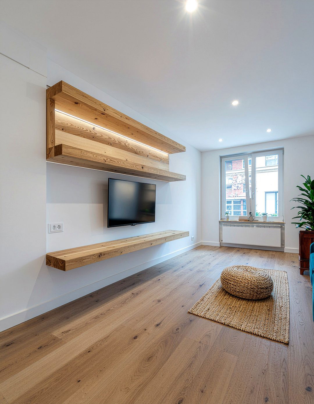 Floating Shelf TV Niche - 30 living room tv niche ideas