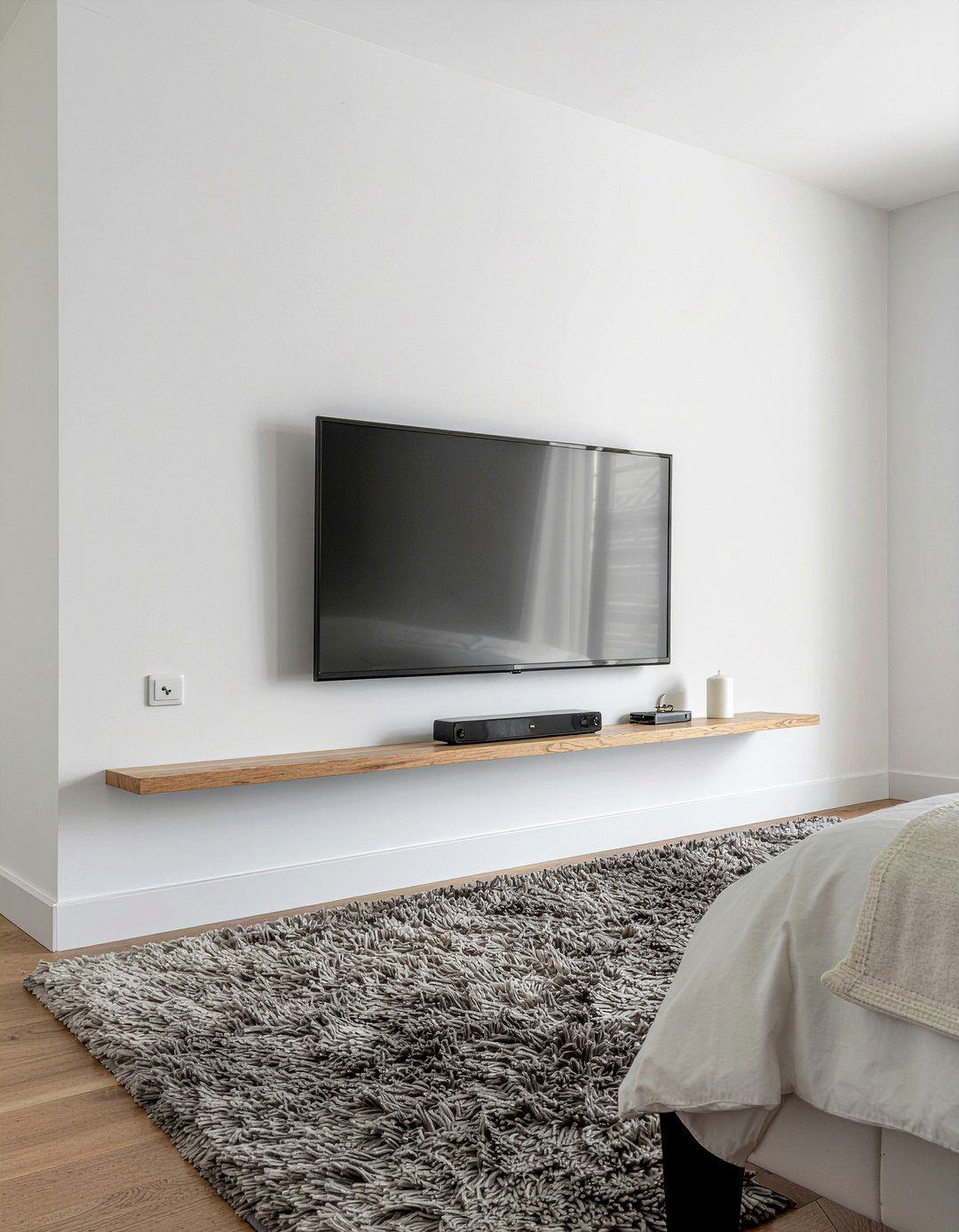 Floating Shelf Under TV - 30 bedroom tv ideas