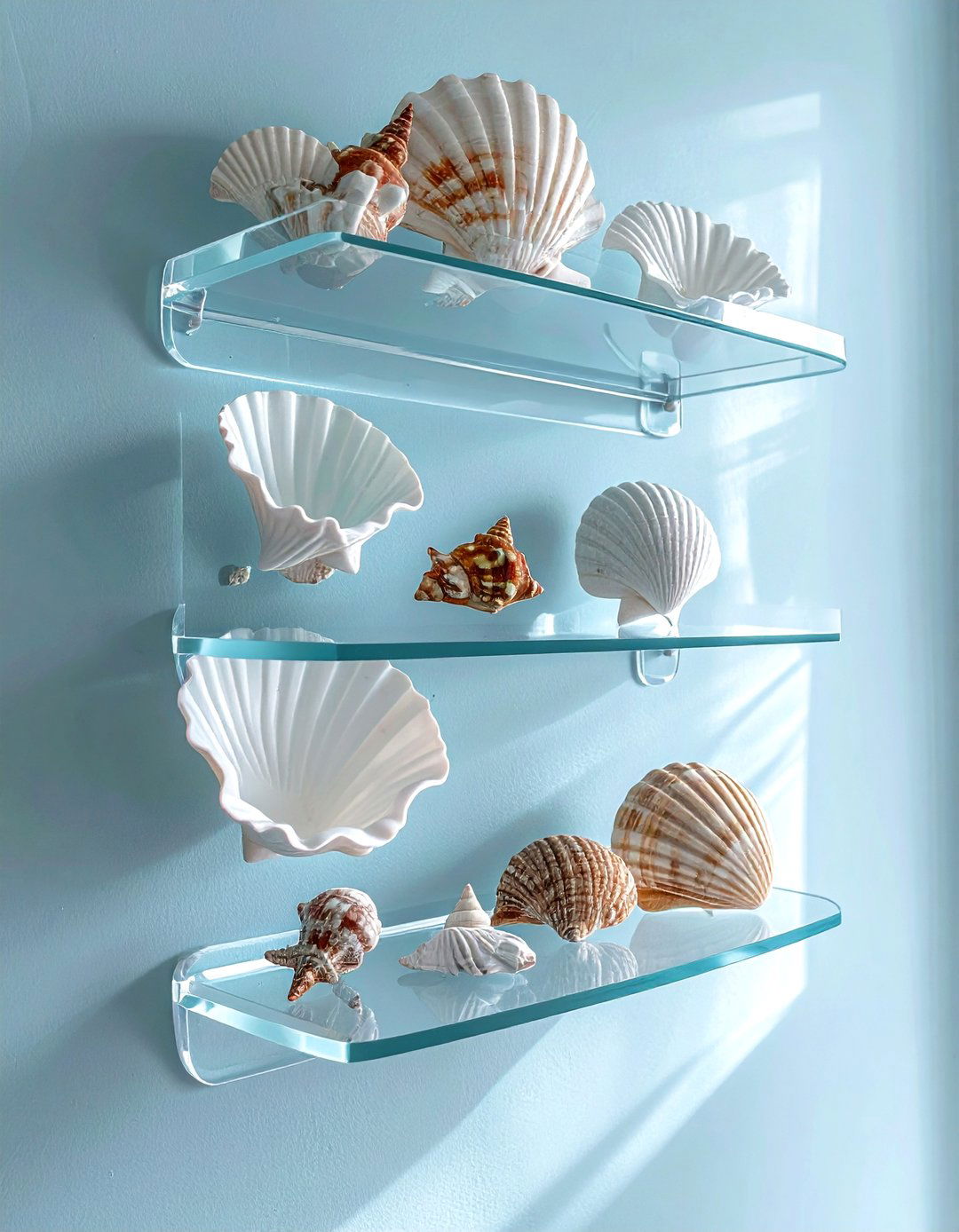 Floating Shell Shelves - 30 mermaid bedroom ideas
