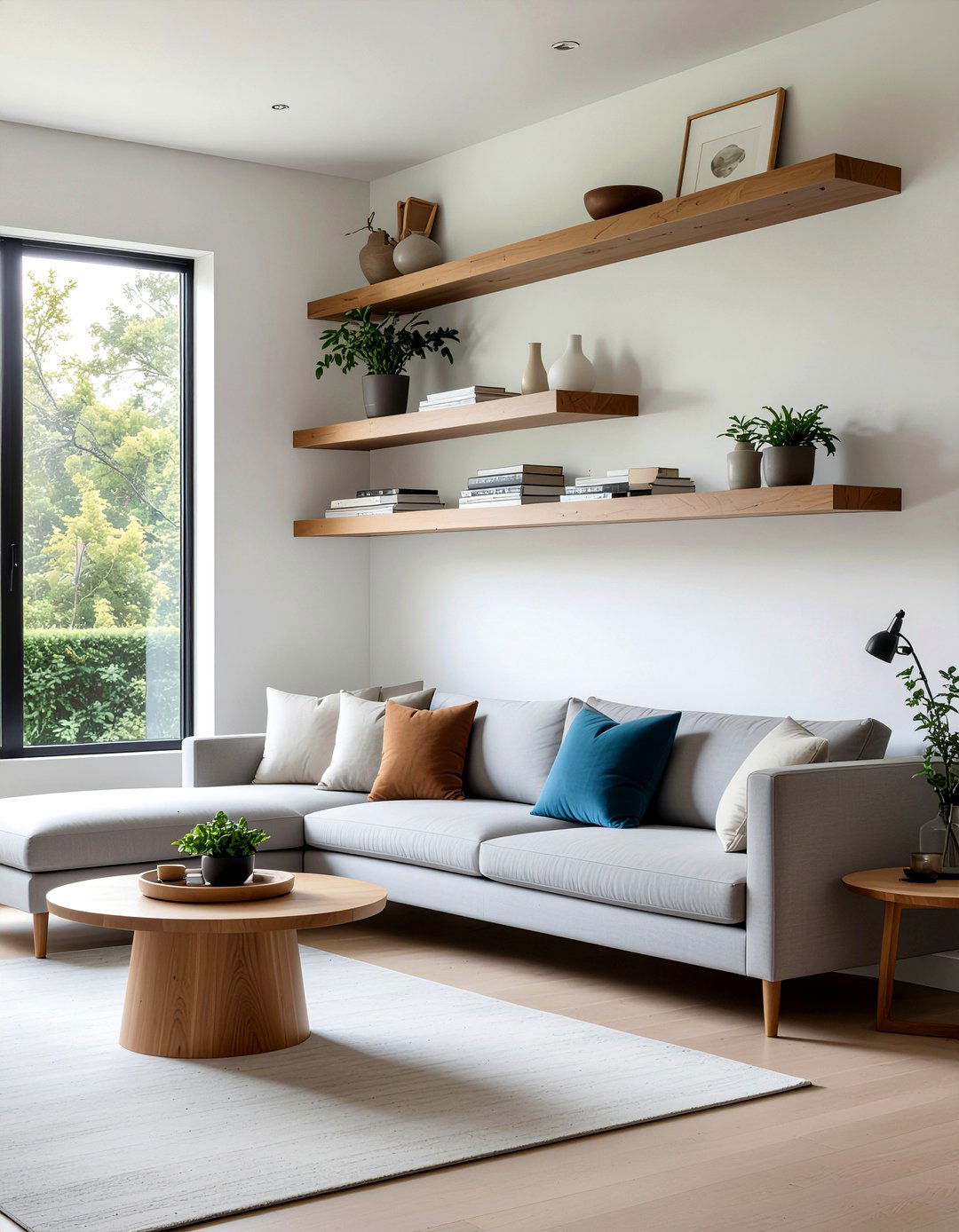 Floating Shelves - 30 calming living room ideas