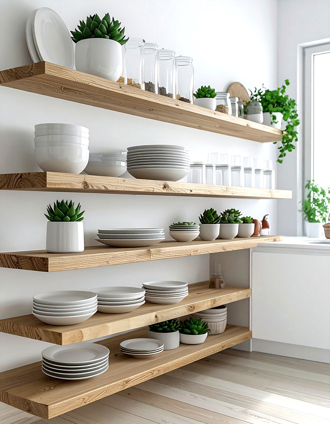 Floating Shelves - 30 cheap kitchen ideas