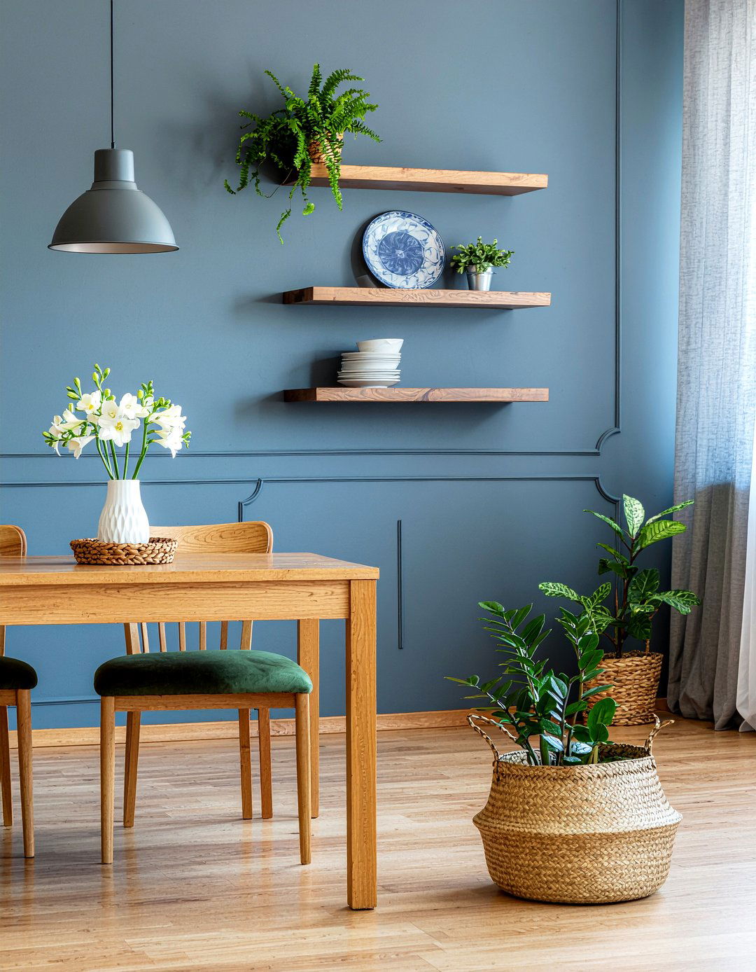 Floating Shelves - 30 dining room accent wall ideas