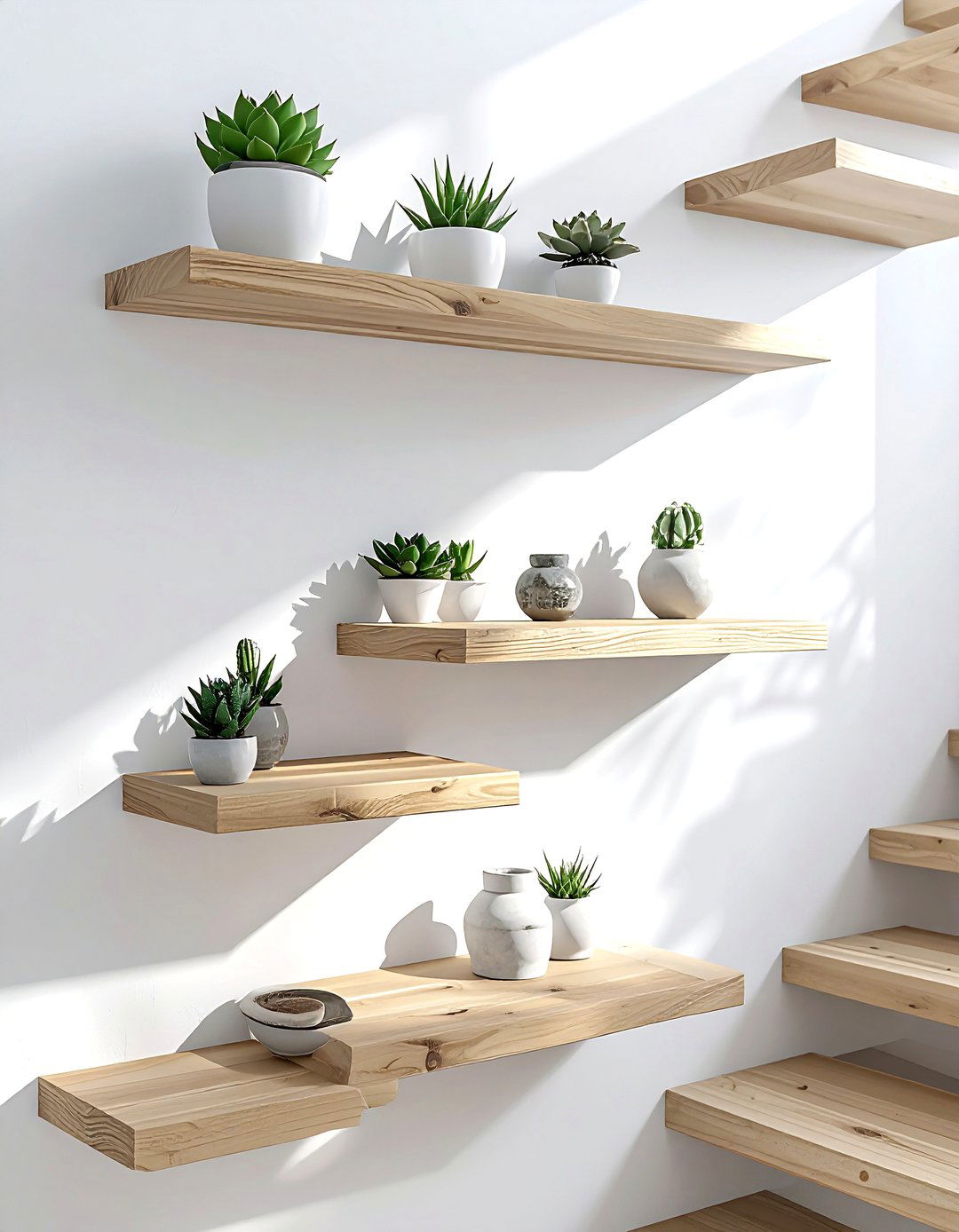 Floating Shelves - 30 staircase wall ideas