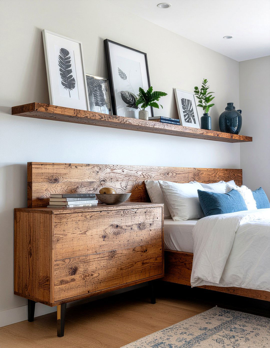 Floating Shelves - 30 bedroom feature wall ideas