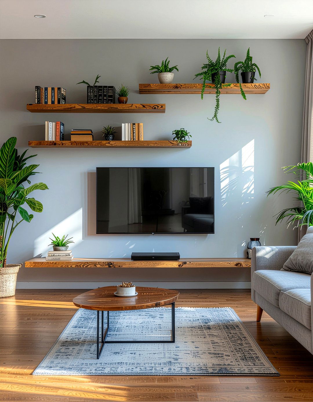 Floating Shelves Around TV - 30 living room entertainment wall ideas