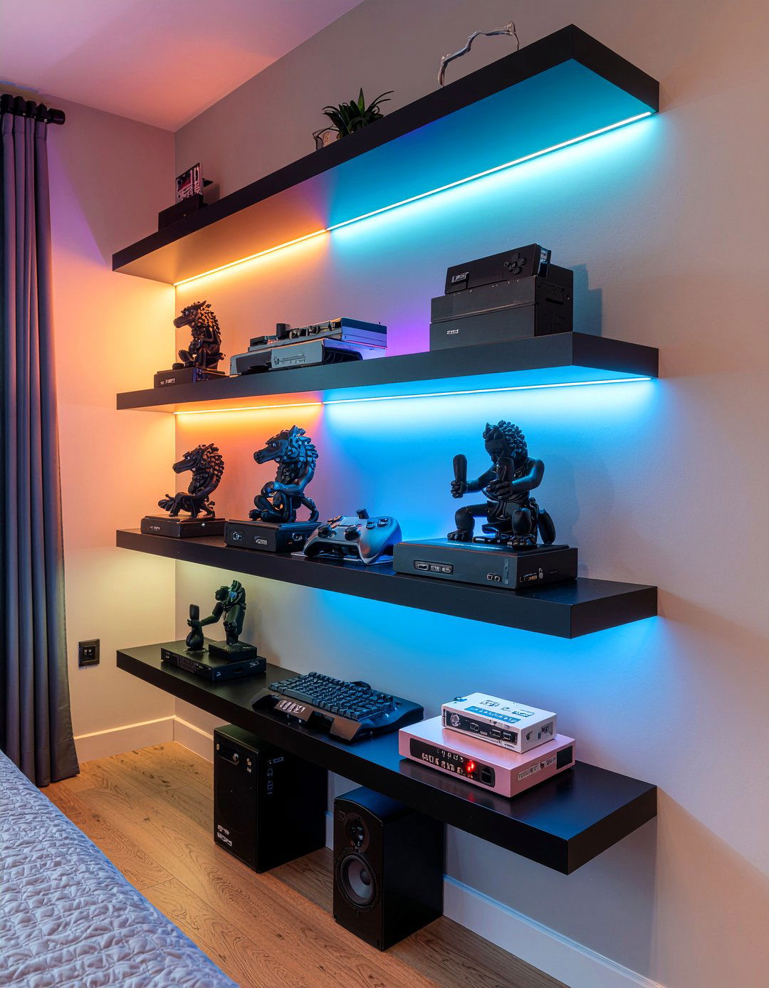 Floating Shelves For Collectibles - 30 video game bedroom ideas