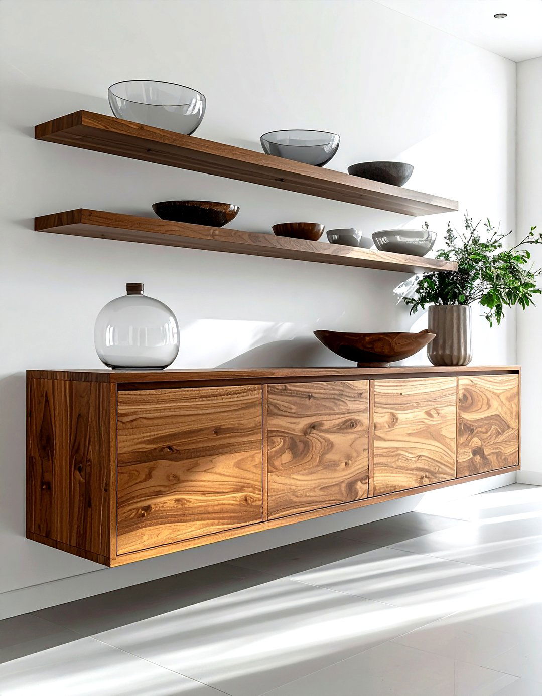 Floating Sideboard - 30 dining room built-in storage ideas