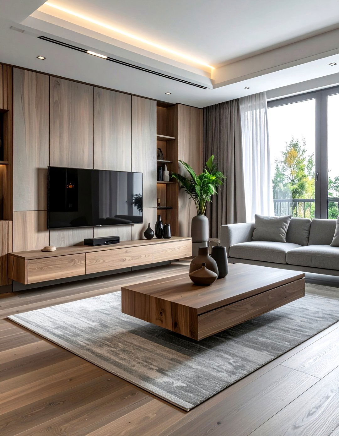 Floating TV Stand - 30 living room space saving ideas