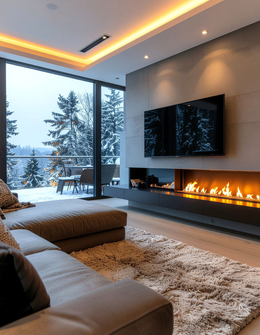 Floating TV Stand With Fireplace - 30 living room floating tv unit ideas