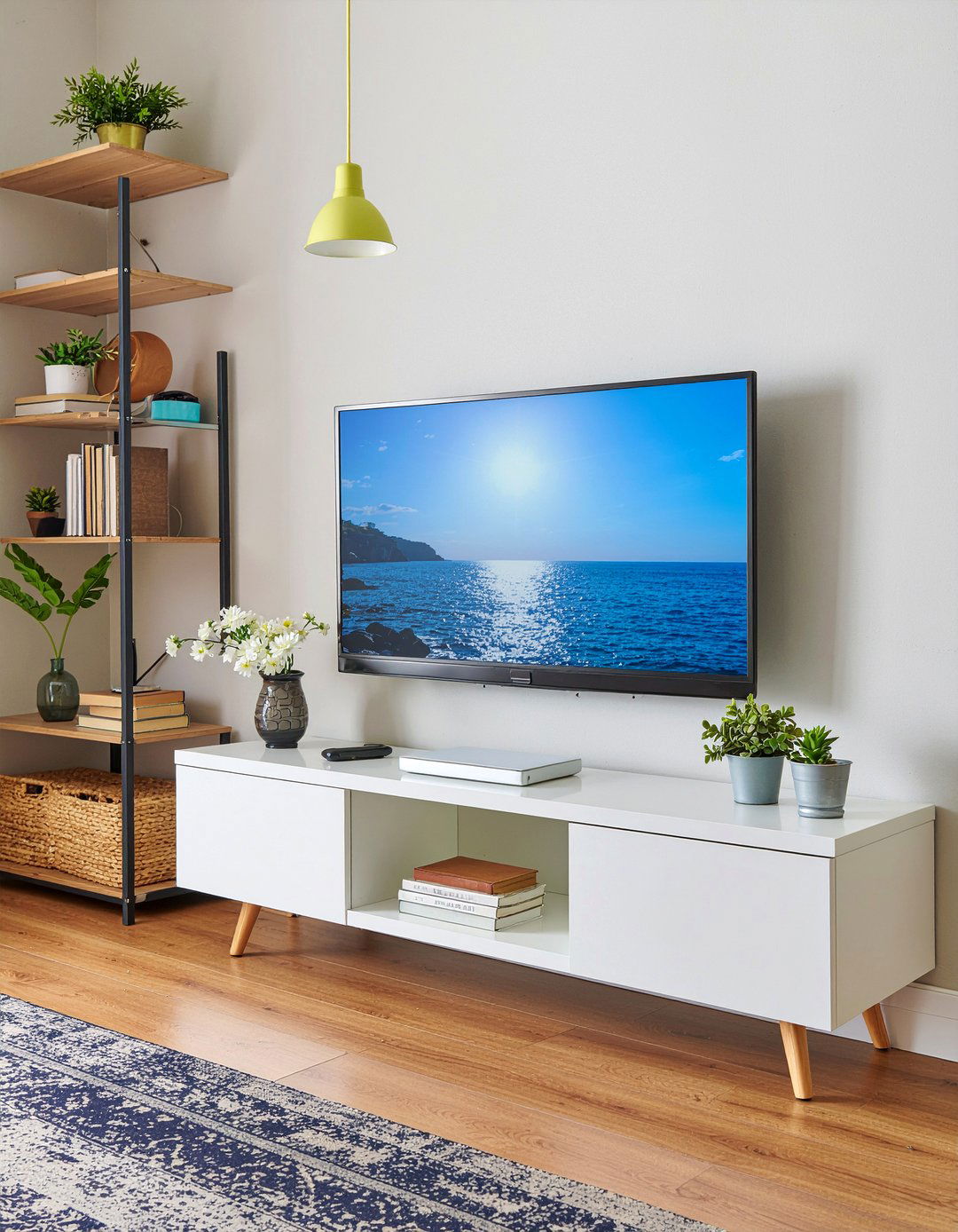 Floating TV Unit With Open Shelving - 30 living room floating tv unit ideas