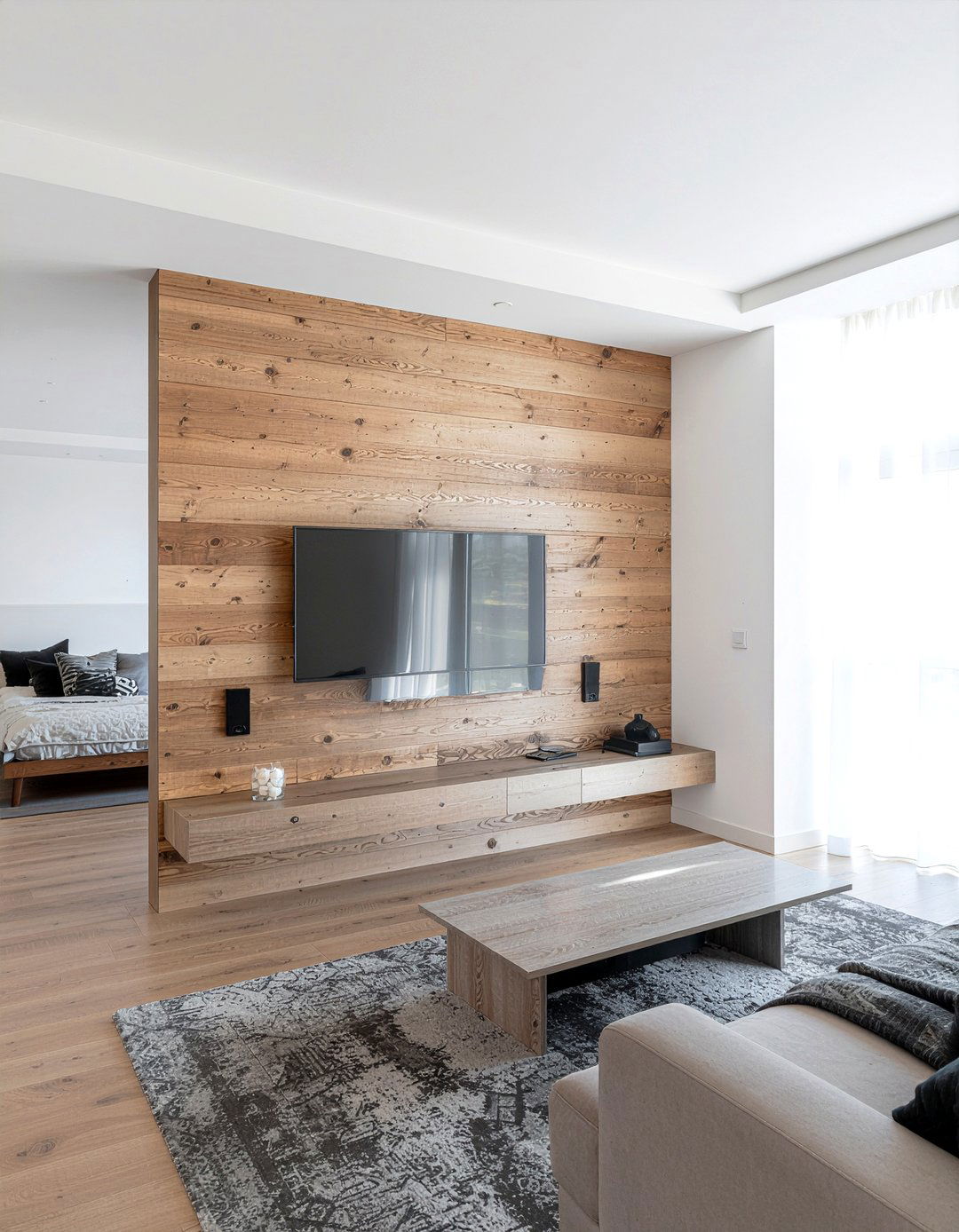 Floating TV wall - 30 bedroom room dividers
