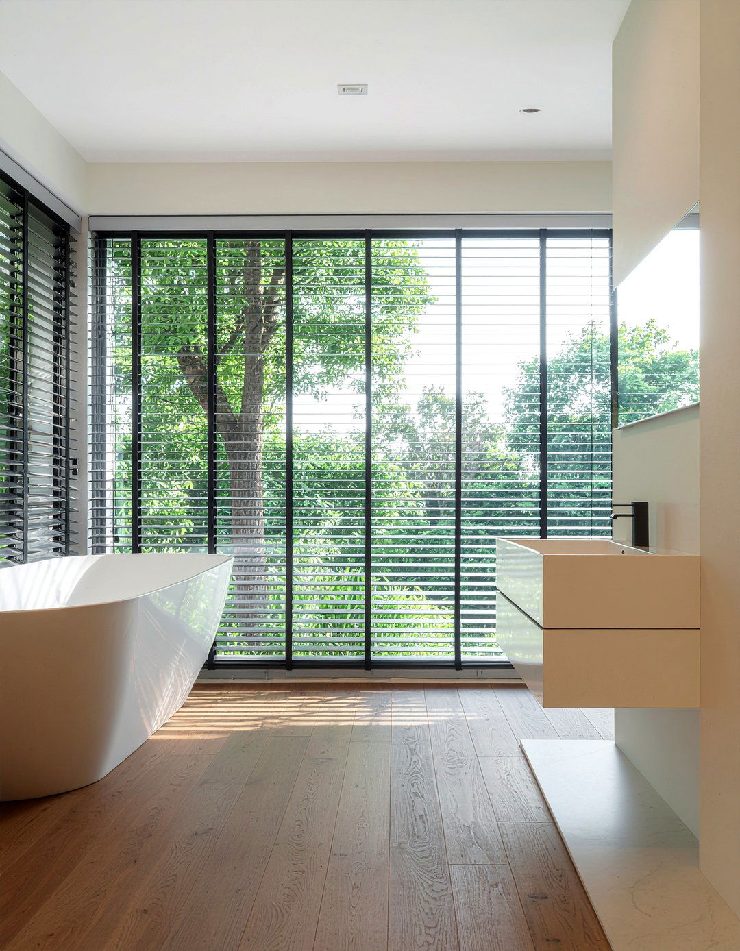 Floating Vanity Mirrored Wall - 30 mirrored wall bathroom ideas