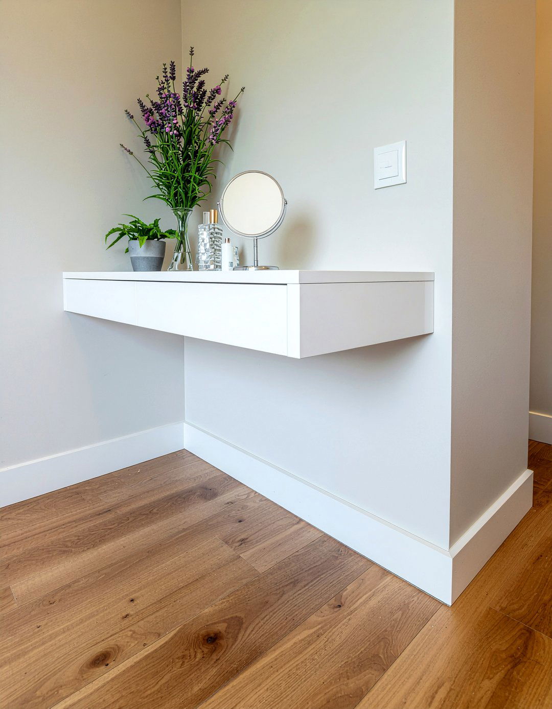 Floating Vanity Table - 30 bedroom small space solutions