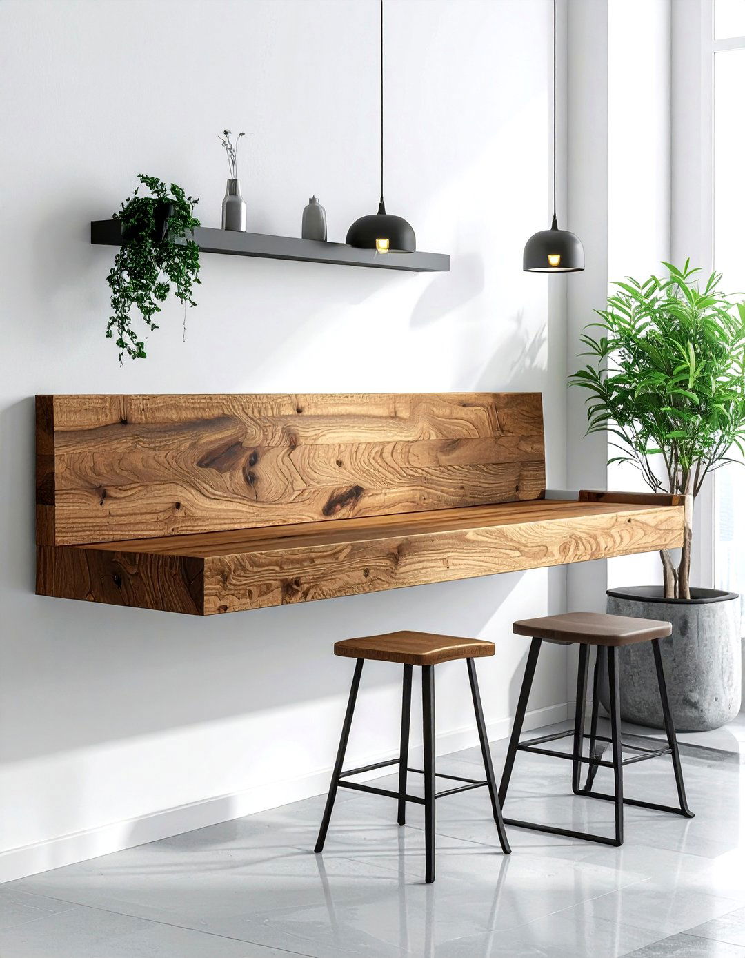Floating Wall Bench - 30 corner dining area ideas