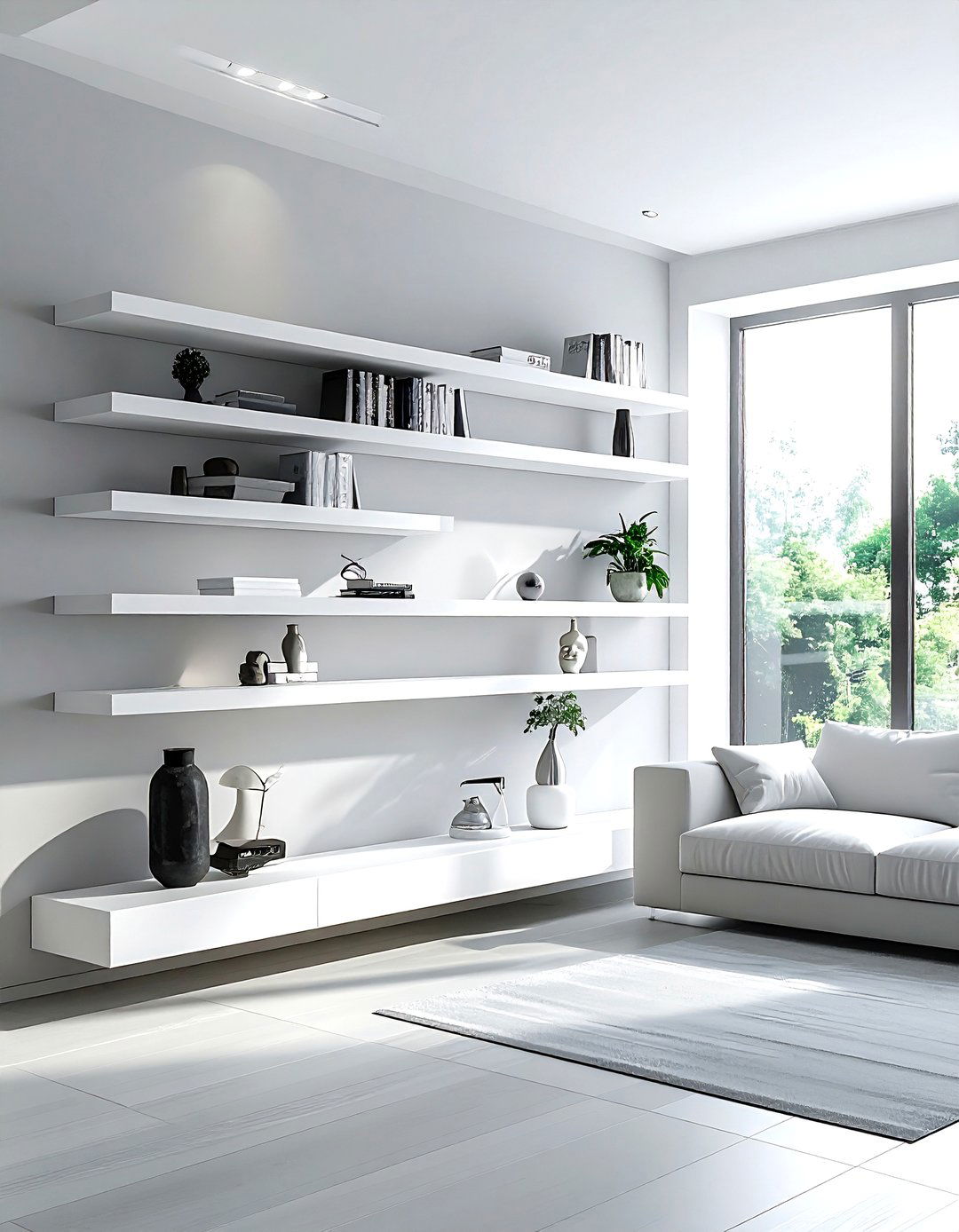 Floating Wall Shelves - 30 affordable living room ideas