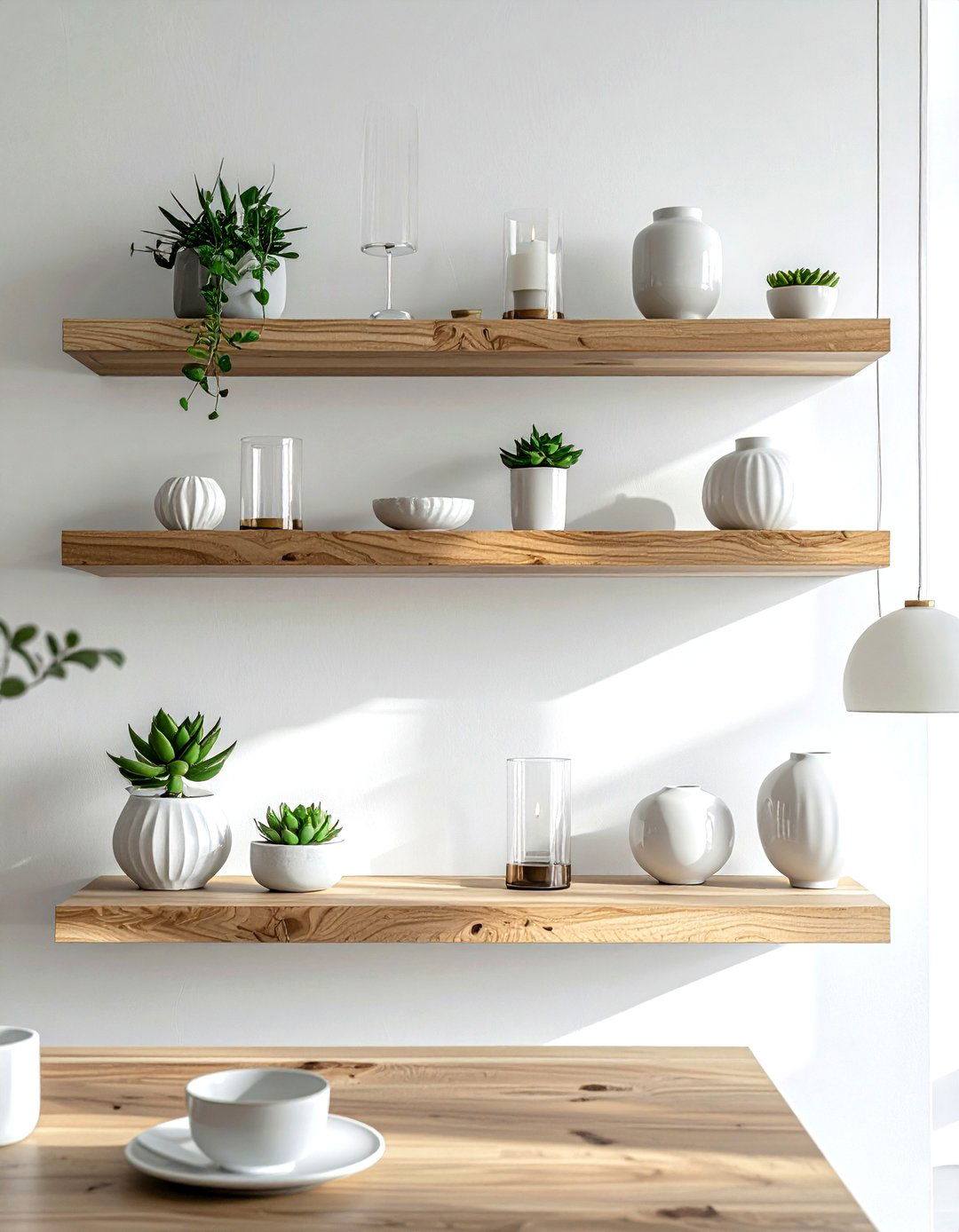 Floating Wall Shelves - 30 dining room vertical storage ideas