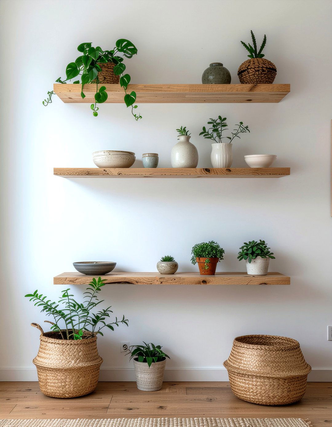 Floating Wall Shelves - 30 Japanese living room ideas