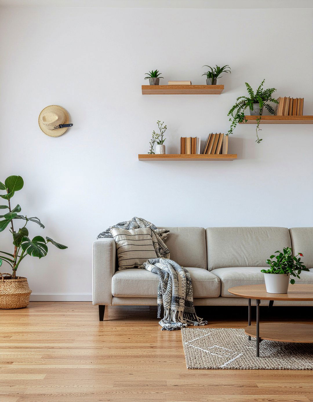 Floating Wall Shelves - 30 living room Danish modern furniture ideas